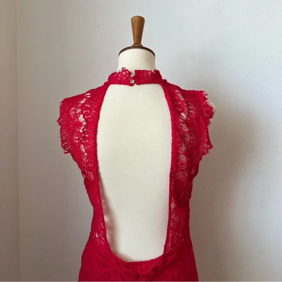NWT Free People Red Lace Dress - Picture 10 of 13